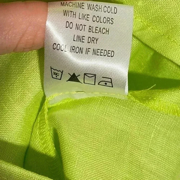 Tyler Boe Dora Linen Button Down Collared Tunic Shirt Wild Lime Womens Sz Medium - Picture 8 of 12